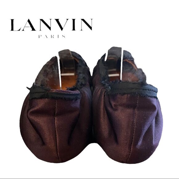 LANVIN Paris Purple Black Women's Round Toe Ballet Flats with Dust Bag 6 - Picture 5 of 8